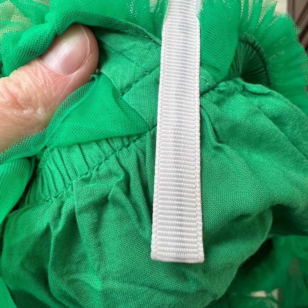 3T Girls Green Tulle Tank Top Dress with Floral Pin Detail - Picture 5 of 5